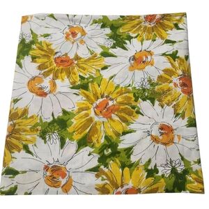 Vintage 70s Lady Pepperell Full Flat Sheet Yellow Orange Daisy Flowers
